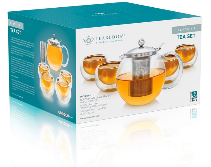 Bloom tea set + three teas gift set